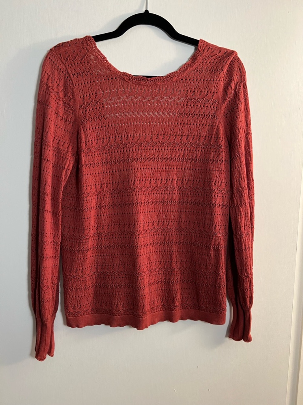 Sezane Lightweight Open-Knit Long Sleeve Sweater